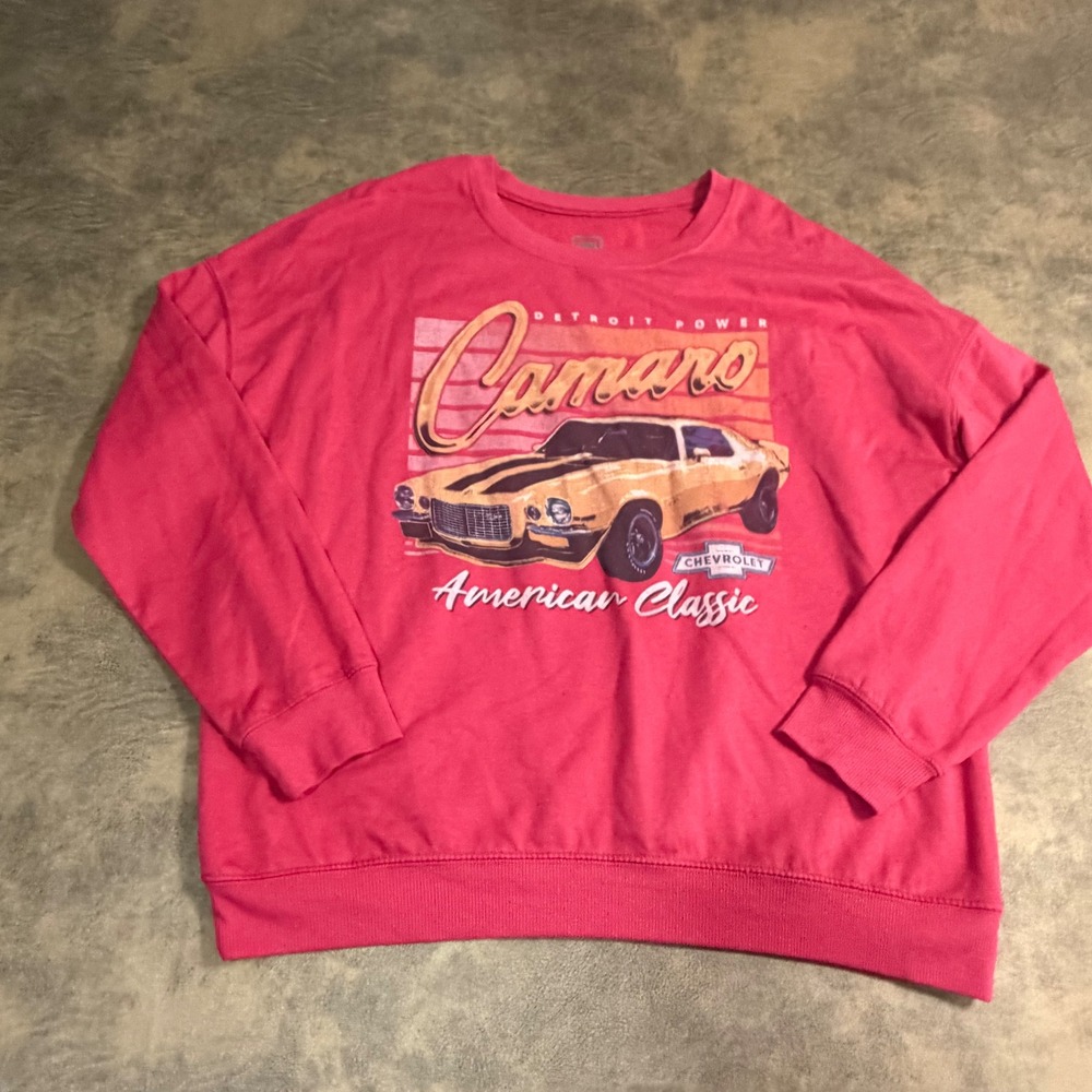 GM Chevrolet Camaro Sweatshirt Mens M Pink American Classic Graphic Pullover